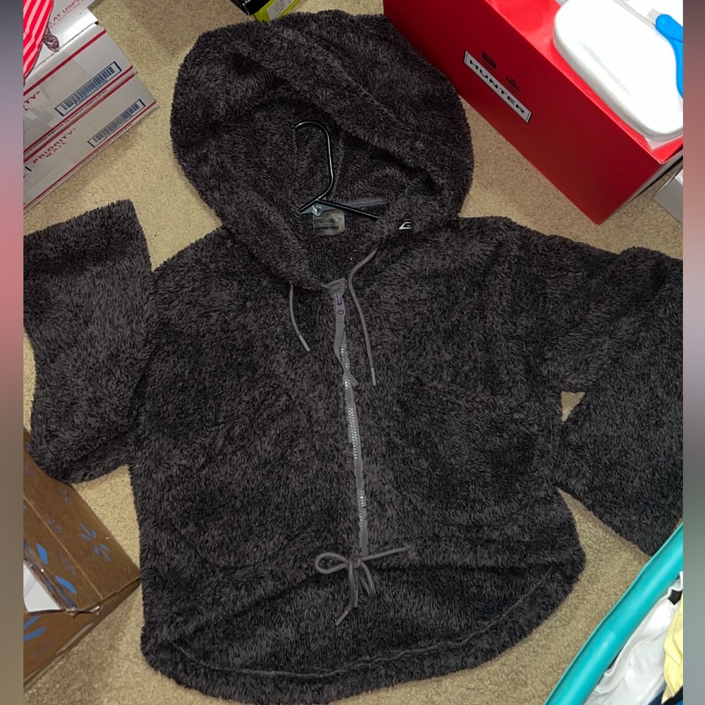 Gymshark Cozy Drawstring Zip Up Fuzzy Hoodie (Cro… - image 4